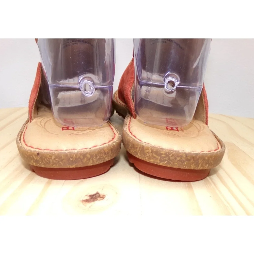 Born Mesilla Slide Sandals Womens Burnt Orange Size 8 M Slip On Leather Suede